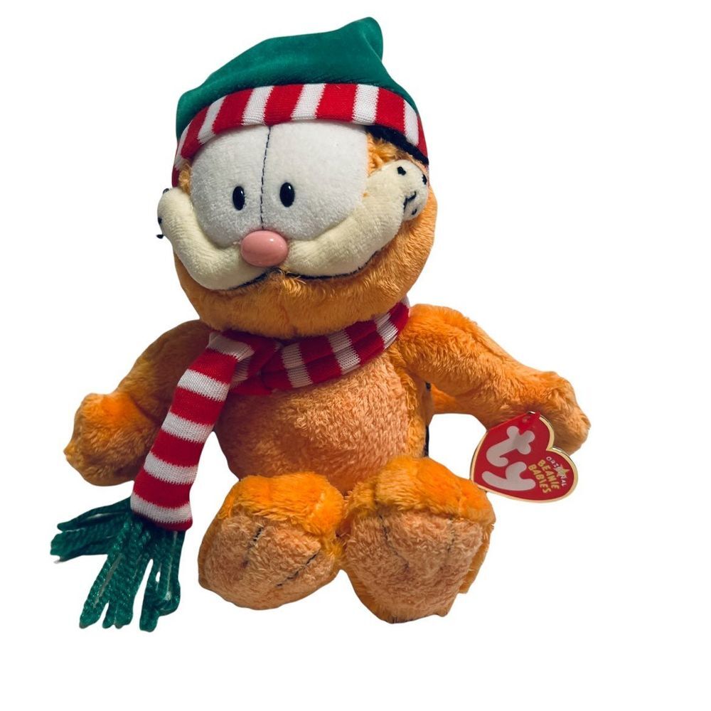 Garfield Ty Beanie Babies Season's Greetings Winter Snow Cold Scarf Hat 2006